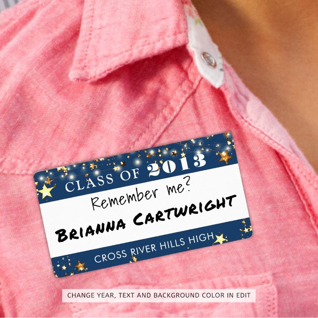 Nome de etiqueta de Reunião de Classe Dourado Estr (Criador carregado)