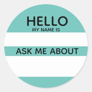 Nome de etiqueta do Event Hello Pergunte-me sobre