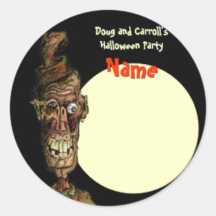Nome de etiqueta do Halloween - Zombie Nutty Hat