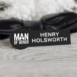 Nome de etiqueta do Homem Moderno Negro e Branco<br><div class="desc">Precisa de uma nome de etiqueta para o seu Homem de Honra moderno? Apenas adicione o nome dele!</div>