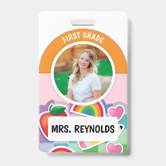 Nome de etiqueta do Rainbow Teacher - Crachá para 