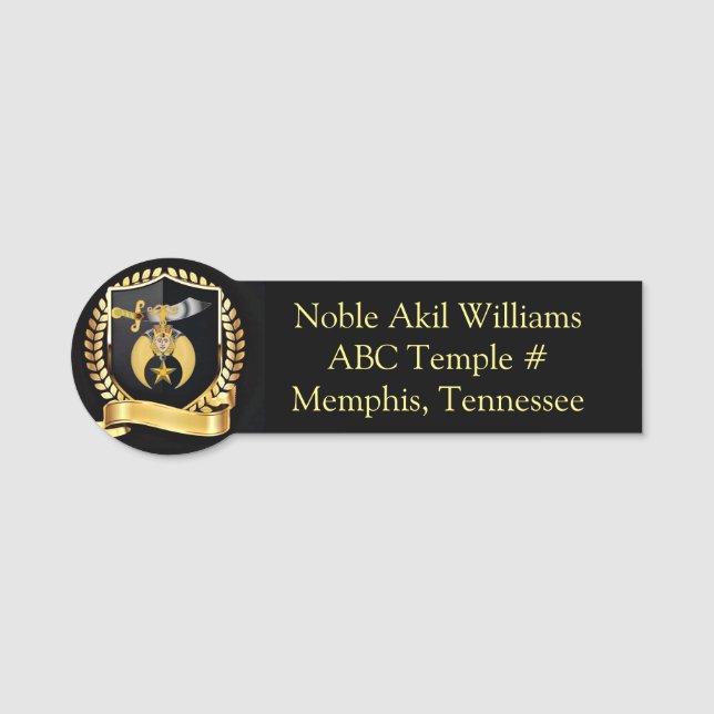 Nome de etiqueta do Shriners (Frente)