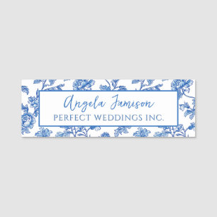 Nome de etiqueta Floral de Chinoiserie Azul