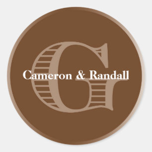 Nome de etiqueta inicial do monograma castanho