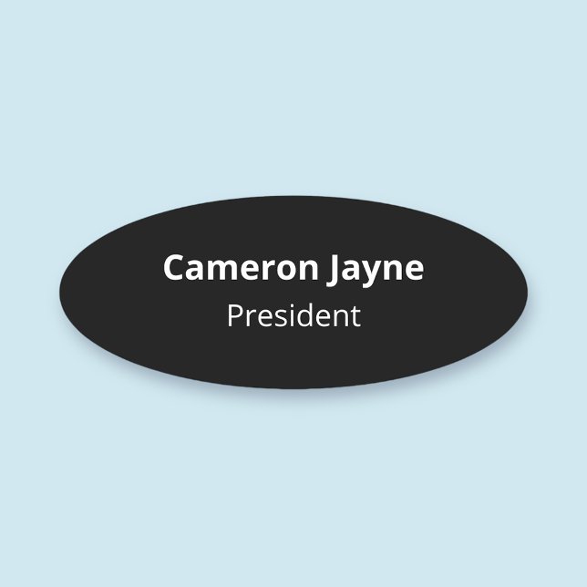 Nome de etiqueta Oval preto de 3 polegadas Sem pin (MISOOK Classic Oval Black Name Tag Magnetic)