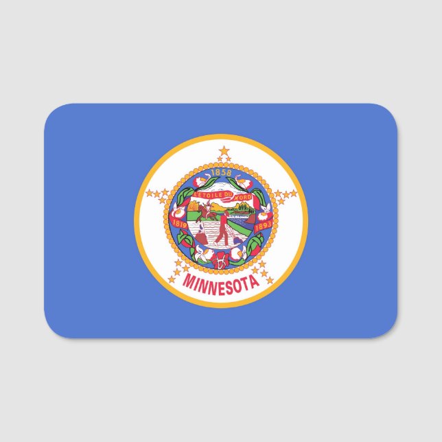 Nome de etiqueta Patriótico com a bandeira de Minn (Frente)