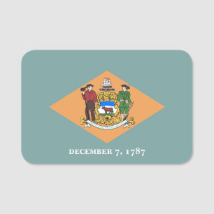 nome de etiqueta Patriótico com bandeira de Delaw