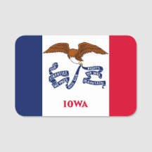 Nome de etiqueta Patriótico com bandeira de Iowa,