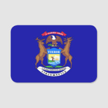 Nome de etiqueta patriótico com bandeira de Michig