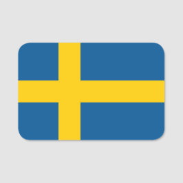 Nome de etiqueta patriótico com bandeira de Suecia
