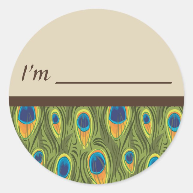 Nome de etiqueta Peacock Feather Sticker (Frente)