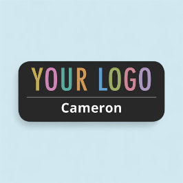 Nome de etiqueta preto para empresas com cantos ar