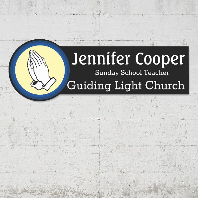 Nome de etiqueta Rezando Mãos Personalizar Crachá  (Criador carregado)