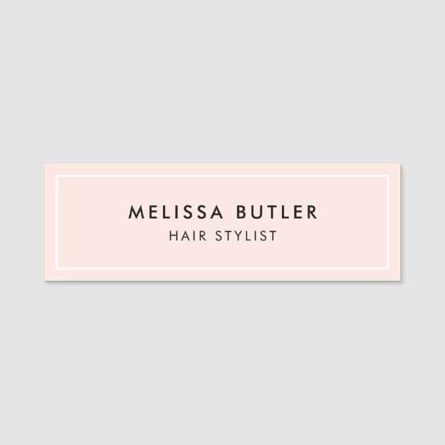 Nome de etiqueta rosa-pinto moderno minimalista (Frente)