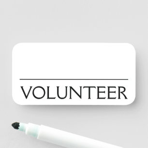 Nome de etiqueta "VOLUNTEER" simples e profissiona