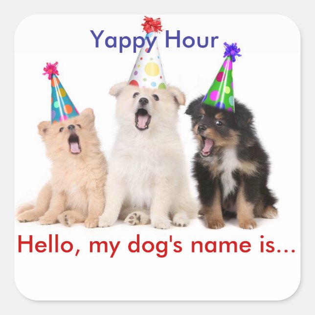 Nome de etiqueta Yappy Hour Stickers (Frente)