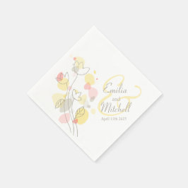 Nome de flor de confetti moderno data guardanapos
