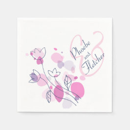 Nome de flor de confetti moderno data guardanapos 