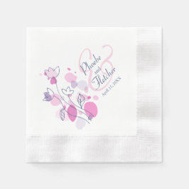 Nome de flor de confetti moderno data guardanapos 