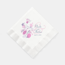 Nome de flor de confetti moderno data guardanapos