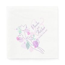 Nome de flor de confetti moderno data guardanapos