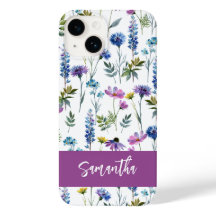 Nome de Flor Silvestre Aguarela Azul Roxo