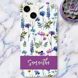 Nome de Flor Silvestre Aguarela Azul Roxo
