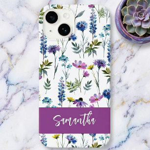 Nome de Flor Silvestre Aguarela Azul Roxo