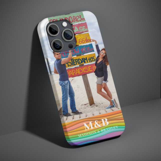 Nome de Foto Monograma Trendy Modern Colorida Wave (Criador carregado)