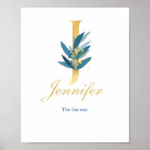 Nome de Impressão de Berçário, Letra J, Arte de Pa