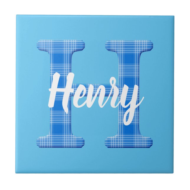 Nome de Menino Personalizado Xadrez Letra H (Frente)