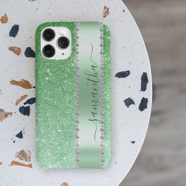 Nome de Monograma de Caligrafia com Brilho Verde D (Criador carregado)