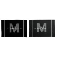 Nome de Monograma Preto Branco Script