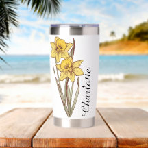Nome de Narciso Personalizado Floral em Aço Inoxid