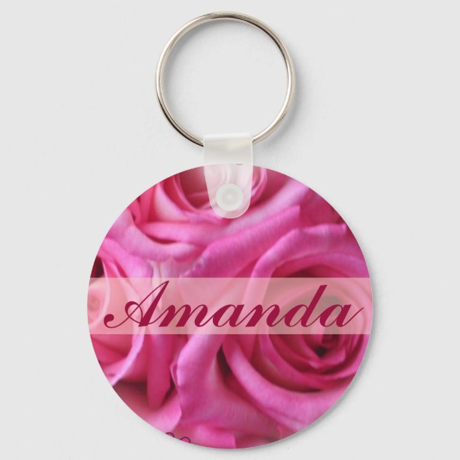 Nome de Rosas Rosa Bonito Personalizadas, Chaveiro (Frente)