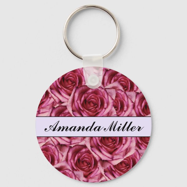 Nome de Rosas Rosa Bonito Personalizadas, Chaveiro (Frente)