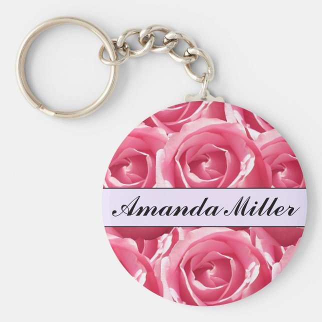 Nome de Rosas Rosa Bonito Personalizadas, Chaveiro (Frente)