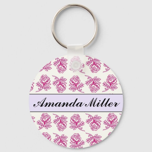Nome de Rosas Rosa Bonito Personalizadas, Chaveiro (Frente)