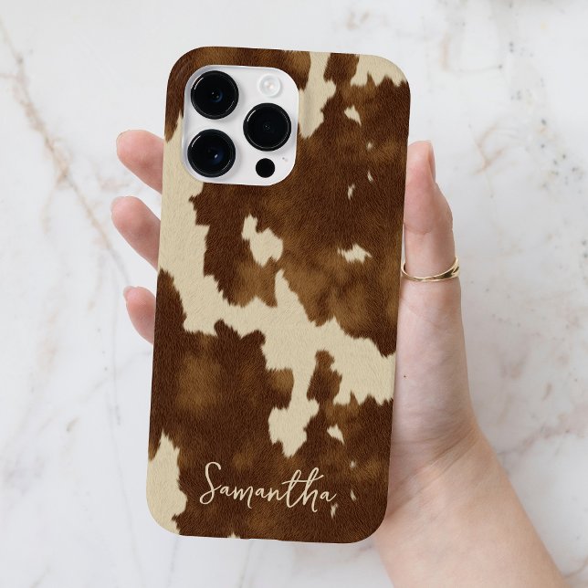 Nome de Roteiro Marrom de Caubói Country Ocidental (Modern Western Country Cowgirl Brown Script Name Case-Mate iPhone Case)