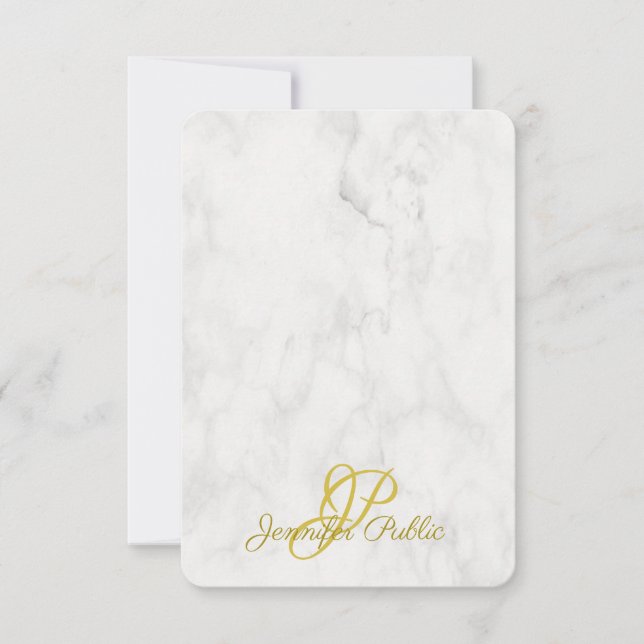 Nome de Script Manuscrito Dourado Marble Modelo (Frente)