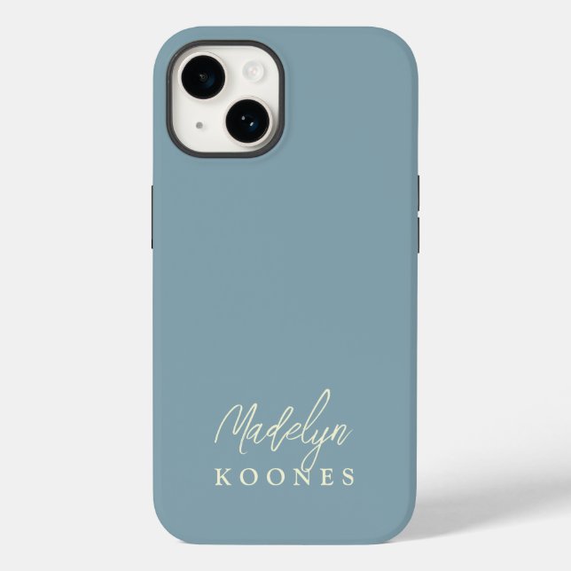 Nome de Script Moderno Simples Na moda Dusty Blue (Verso)