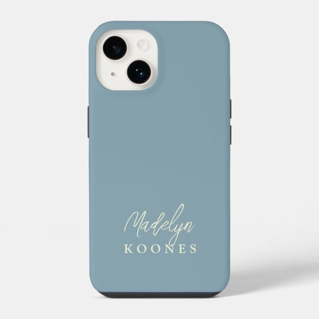 Nome de Script Moderno Simples Na moda Dusty Blue (Verso)