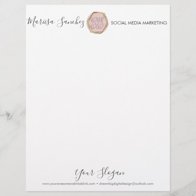 Nome de Script Simples Logotipo Papel Timbrado (Frente)