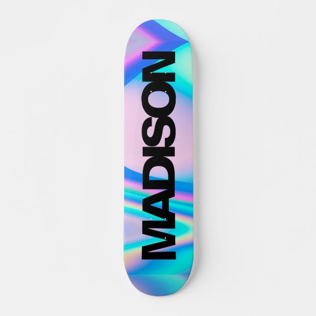 Nome de skate personalizado Holográfico preto (Frente)