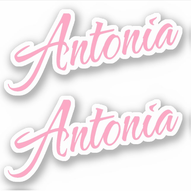 Nome decorativo Antonia no adesivo x2 rosa (Frente)