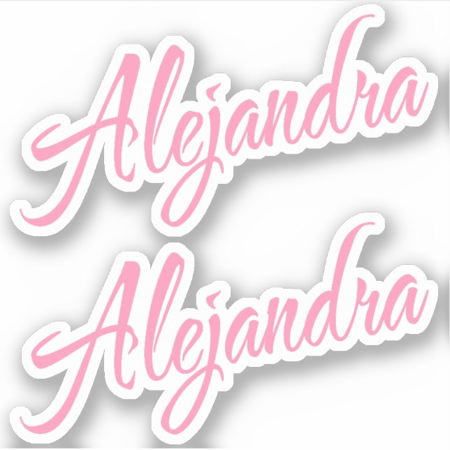 Nome decorativo de Alejandra no adesivo rosa x2 (Frente)