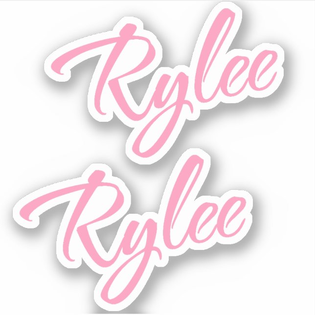 Nome decorativo de Rylee no adesivo cor-de-rosa x2 (Frente)