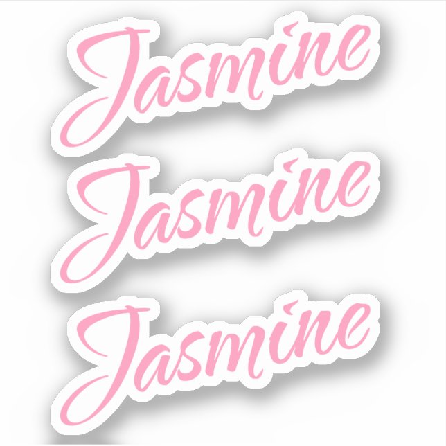 Nome decorativo Jasmine no adesivo x3 rosa (Frente)