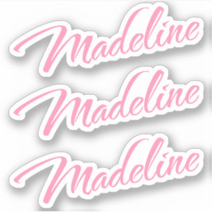 Nome decorativo Madeline no adesivo x3 rosa
