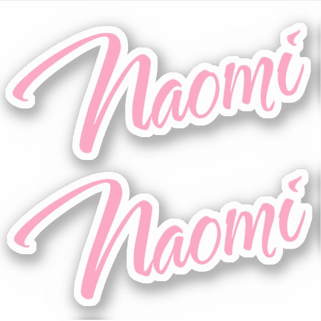 Nome decorativo Naomi no adesivo rosa x2 (Frente)